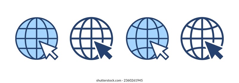 Web icon vector. go to web sign and symbol. web click icon. Global search icon