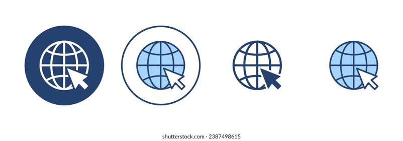 Vector de icono Web. ir al símbolo y signo web. icono de clic en el sitio Web. Icono de búsqueda global