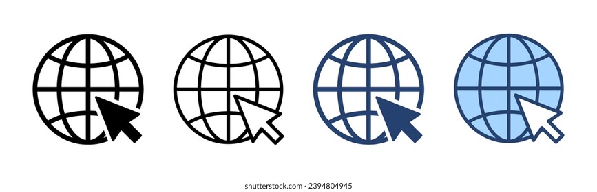 Vector de icono Web. ir al símbolo y signo web. icono de clic en el sitio Web. Icono de búsqueda global