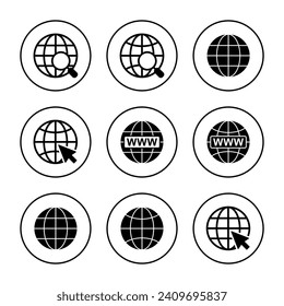 Web icon vector. go to web sign and symbol. web click icon. Global search icon