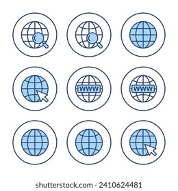 Web icon vector. go to web sign and symbol. web click icon. Global search icon