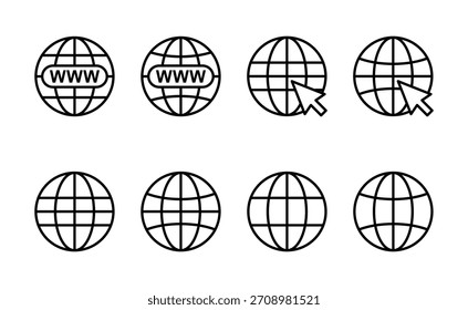 Icono de Web Vector. Ir a signo de Web y símbolo. Web Hacer clic icono. Icono de búsqueda global