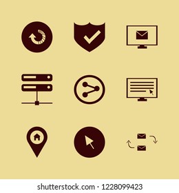 web icon. web vector icons set shield check, cursor, share sign and response letter