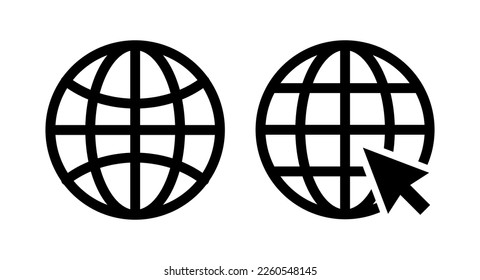 Ilustración vectorial de icono web. ir al símbolo y signo web. icono de clic en el sitio Web. Icono de búsqueda global