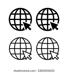 Ilustración vectorial de icono web. ir al símbolo y signo web. icono de clic en el sitio Web. Icono de búsqueda global