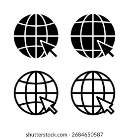 Icono de Web Ilustración vectorial. Ir a signo y símbolo de Web. Icono de Hacer clic de Web. Icono de búsqueda global