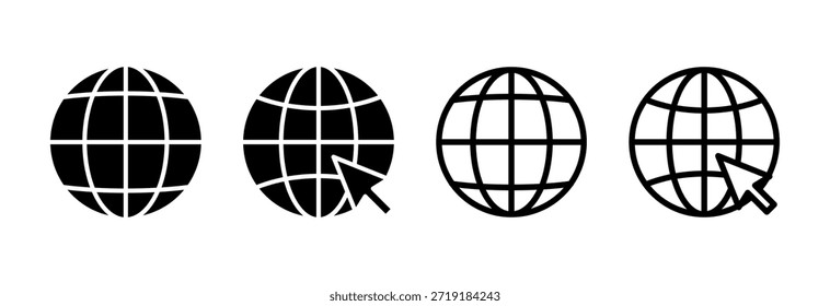 Icono de Web Ilustración vectorial. Ir a signo y símbolo de Web. Icono de Hacer clic de Web. Icono de búsqueda global