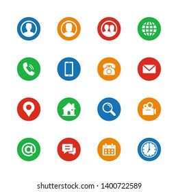 Web icon vector set, colors solid isolated on circle, high quality symbols or icons