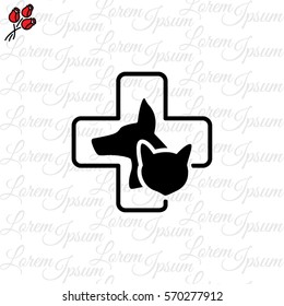 Web icon. Veterinary medicine icon (dog, cat and cross).