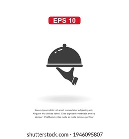 web icon Waiters Serving. Food Tray sign isolated on white background. Simple vector illustration.