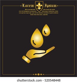 Web icon. Water drops in hand