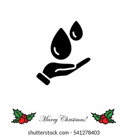 Web icon. Water drops in hand