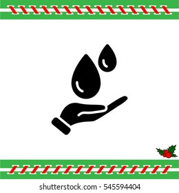 Web icon. Water drops in hand