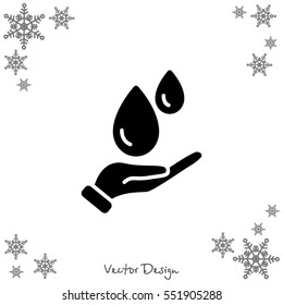 Web icon. Water drops in hand