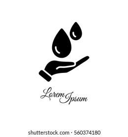 Web icon. Water drops in hand
