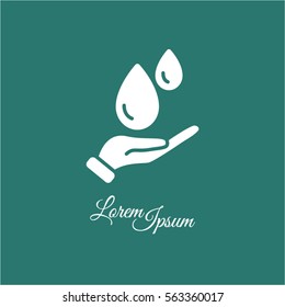 Web icon. Water drops in hand