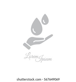 Web icon. Water drops in hand