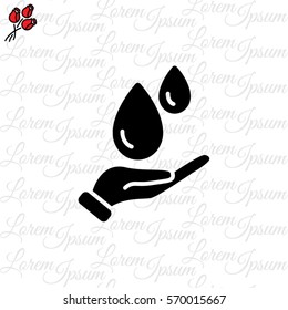 Web icon. Water drops in hand