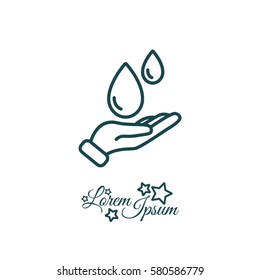 Web icon. Water drops in hand