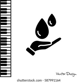 Web icon. Water drops in hand