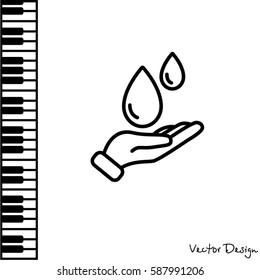 Web icon. Water drops in hand