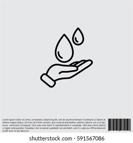 Web icon. Water drops in hand