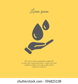 Web icon. Water drops in hand