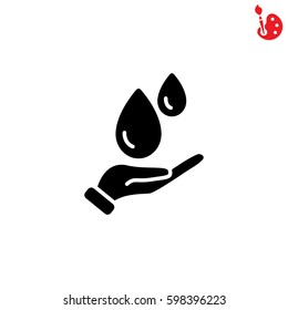 Web icon. Water drops in hand