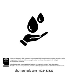 Web icon. Water drops in hand