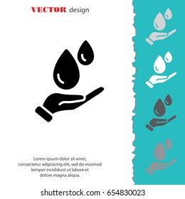 Web icon. Water drops in hand