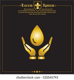 Web icon. Water drops in hands