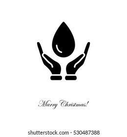 Web icon. Water drops in hands
