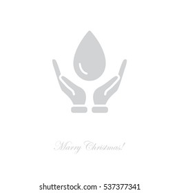 Web icon. Water drops in hands