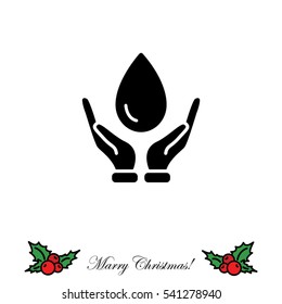 Web icon. Water drops in hands