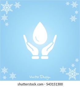 Web icon. Water drops in hands