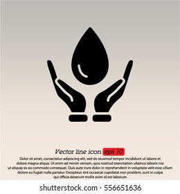 Web icon. Water drops in hands