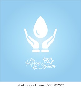 Web icon. Water drops in hands