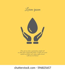 Web icon. Water drops in hands