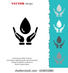 Web icon. Water drops in hands
