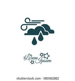 Web icon. Wind, clouds and rain