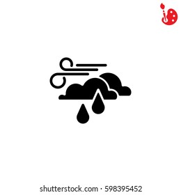 Web icon. Wind, clouds and rain