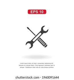 web icon wrench and screwdriver sign isolated on white background. Simple vector illustration.