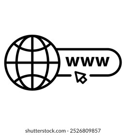 Ícone da Web. Símbolo WWW. vetor simples www, ícone de hiperlink Globo no fundo branco..eps