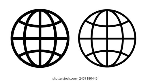 web icon. www site globe vector symbol. website domain address sign. internet symbol in two different stroke sizes on white background
