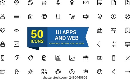 Web icons, Basic Ux Ui Icons. ui ux icon set, user interface iconset collection.