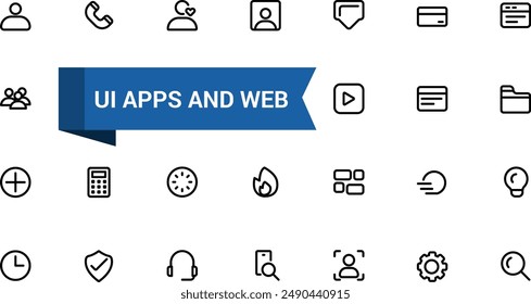 Web icons, Basic Ux Ui Icons. ui ux icon set, user interface iconset collection.