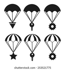 Web icons black parachute vector