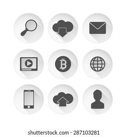 web icon's black set with long shadows