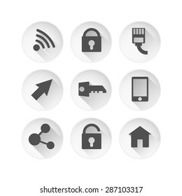 web icon's black set with long shadows