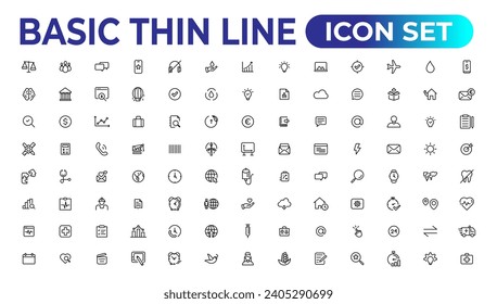 Web icons. Business, finance, seo, shopping, social media, education, creativity.Set of thin line web icon set, simple outline icons collection, Pixel Perfect icons, Simple vector illustration.
